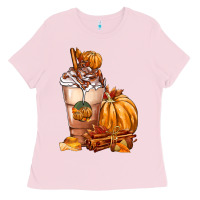 Bubblegum Pink Pumpkin Spice Coffee Ladies Tee - FaDigitalArtStudio