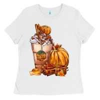 White Pumpkin Spice Coffee Ladies Tee - FaDigitalArtStudio