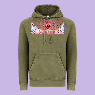 Mama Is Valentine 16oz Vintage Hoodie Designed By Cowhidedigitalart