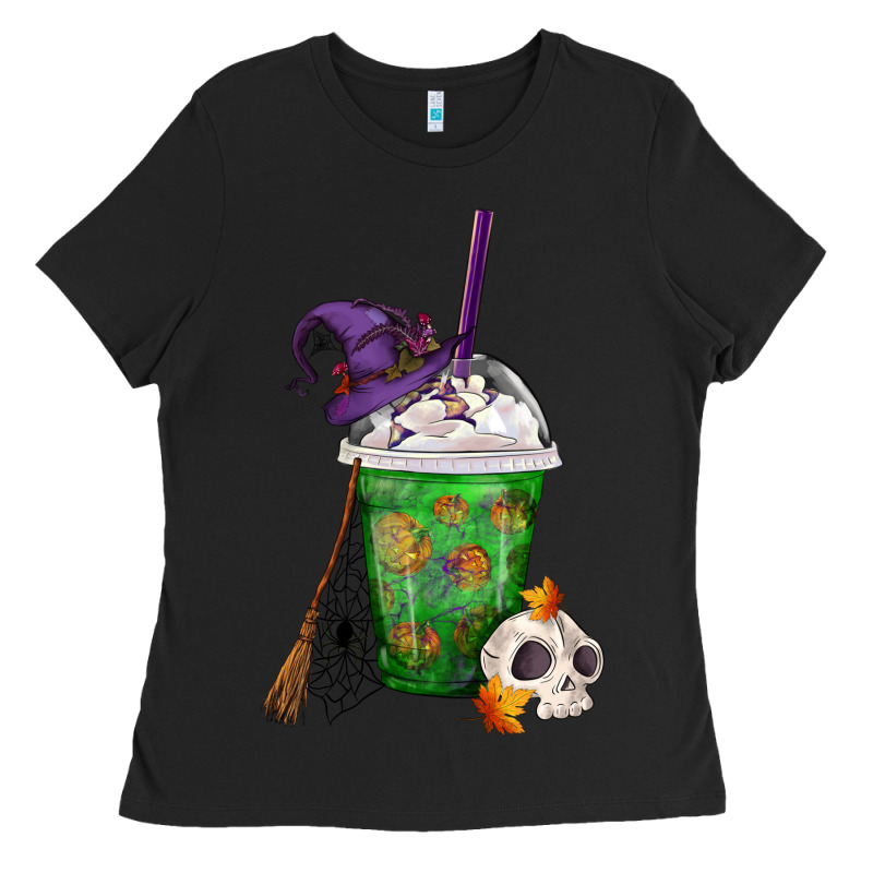 Halloween Spooky Pumpkins Frappe Ladies Tee by FaDigitalArtStudio | Teevron