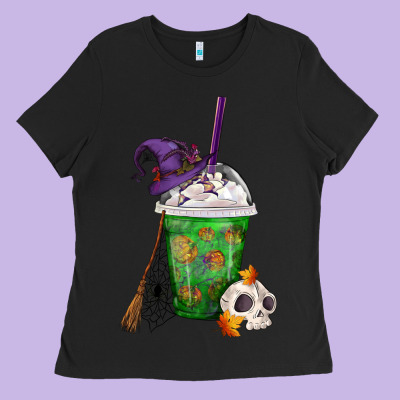 Halloween Spooky Pumpkins Frappe Ladies Tee Designed By Fadigitalartstudio