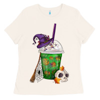 Bone Halloween Spooky Pumpkins Frappe Ladies Tee - FaDigitalArtStudio