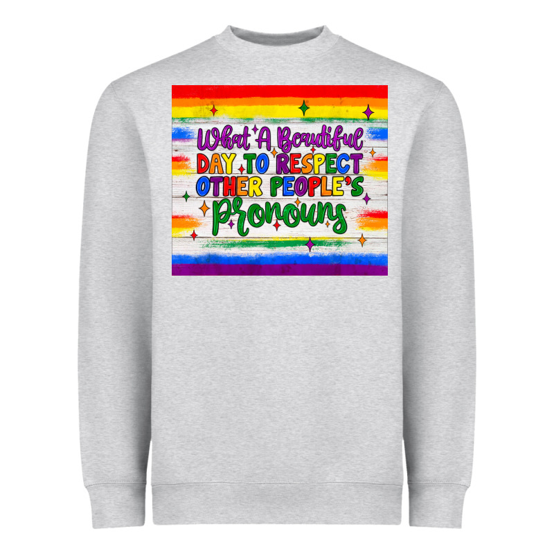 What A Beautiful Day To Respect Other People's Pronouns  Tumbler Heavyweight Sweatshirt by JahusDesignShop | Teevron