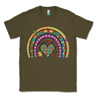 Army Green autism awareness heart leopard rainbow Classic Tee - Artiststas