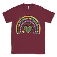 Burgundy autism awareness heart leopard rainbow Classic Tee - Artiststas