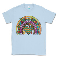 Dusty Blue autism awareness heart leopard rainbow Classic Tee - Artiststas