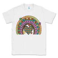 White autism awareness heart leopard rainbow Classic Tee - Artiststas
