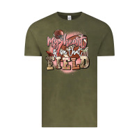 Vintage Olive my heart is on that field Vintage Tee - FaDigitalArtStudio