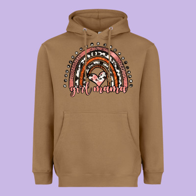 Girl Mama Western Leopard Rainbow Heavyweight Hoodie Designed By Jahusdesignshop