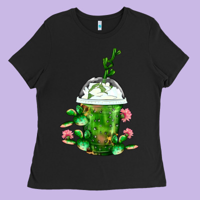 Western Cactus Cold Frappe Ladies Tee Designed By Fadigitalartstudio