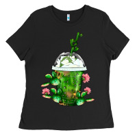 Black Western Cactus Cold Frappe Ladies Tee - FaDigitalArtStudio