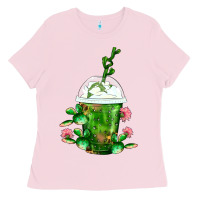 Bubblegum Pink Western Cactus Cold Frappe Ladies Tee - FaDigitalArtStudio