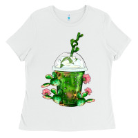 White Western Cactus Cold Frappe Ladies Tee - FaDigitalArtStudio