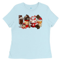 Baby Blue Chocolate Love Coffee Cups Ladies Tee - FaDigitalArtStudio