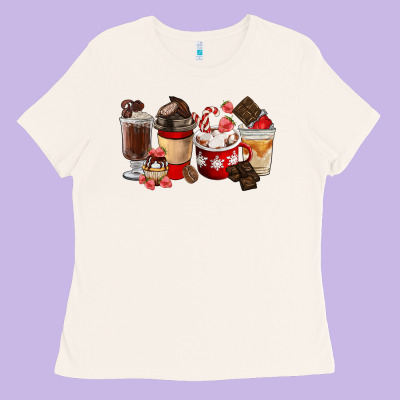 Chocolate Love Coffee Cups Ladies Tee Designed By Fadigitalartstudio