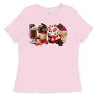 Bubblegum Pink Chocolate Love Coffee Cups Ladies Tee - FaDigitalArtStudio