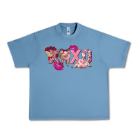 Pebble Blue Valentine's Day Pig Xoxo Urban Heavy Tee - FaDigitalArtStudio