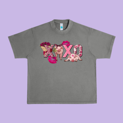 Valentine's Day Pig Xoxo Urban Heavy Tee Designed By Fadigitalartstudio