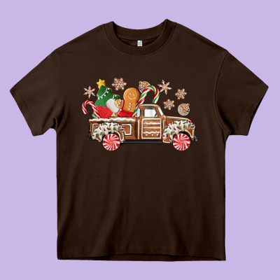 Christmas Gingerbread Truck Heavy Core Tee Designed By Cowgirlartshop