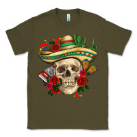 Army Green Di de los muertos with roses Mexico Classic Tee - HowdyJamesFarm
