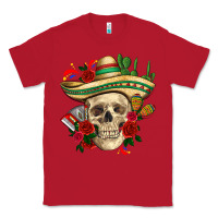 Red Di de los muertos with roses Mexico Classic Tee - HowdyJamesFarm