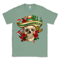 Sage Di de los muertos with roses Mexico Classic Tee - HowdyJamesFarm