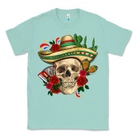Seafoam Di de los muertos with roses Mexico Classic Tee - HowdyJamesFarm