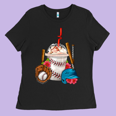 Baseball Frappe Coffee Ladies Tee Designed By Fadigitalartstudio