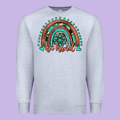 Be Kind Western Turquoise Rainbow Premium Sweatshirt Designed By Jahusdesignshop