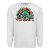 Oatmeal Heather be kind western turquoise rainbow Premium Sweatshirt - JahusDesignShop