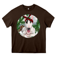 Chocolate Brown Bull Terrier And Farm Heavy Core Tee - RanaPortraitStore