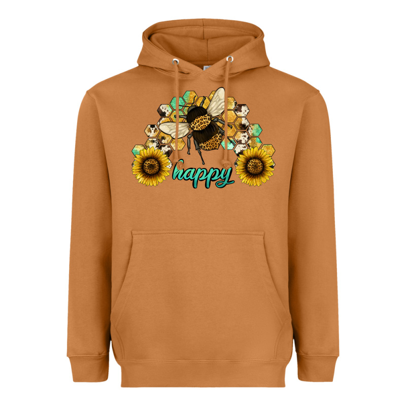 Bee Happy Honey Comb Heavyweight Hoodie by JahusDesignShop | Teevron