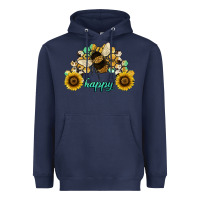 Navy bee happy honey comb Heavyweight Hoodie - JahusDesignShop