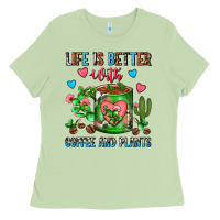 Matcha Life Is Better With Coffee And Plants Cactus Coffe Ladies Tee - FaDigitalArtStudio