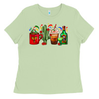 Matcha Mexico Coffee Cups With Cactus And Tequila Bottle Ladies Tee - FaDigitalArtStudio