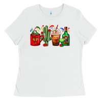 White Mexico Coffee Cups With Cactus And Tequila Bottle Ladies Tee - FaDigitalArtStudio