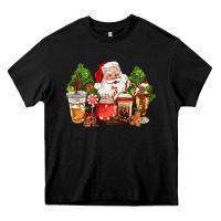 Black christmas santa coffee cups Heavy Core Tee - CowGirlArtShop