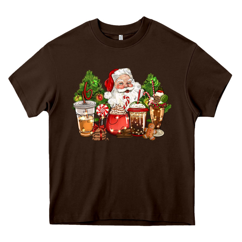 Christmas Santa Coffee Cups Heavy Core Tee by CowGirlArtShop | Teevron
