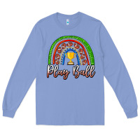 Colony Blue Play Ball Football Rainbow Long Sleeve Tee - CowhideDigitalArt