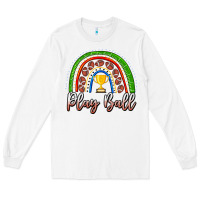 White Play Ball Football Rainbow Long Sleeve Tee - CowhideDigitalArt