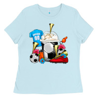 Baby Blue Soccer Frappe Coffee Ladies Tee - FaDigitalArtStudio