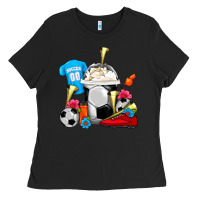 Black Soccer Frappe Coffee Ladies Tee - FaDigitalArtStudio