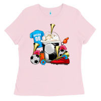 Bubblegum Pink Soccer Frappe Coffee Ladies Tee - FaDigitalArtStudio