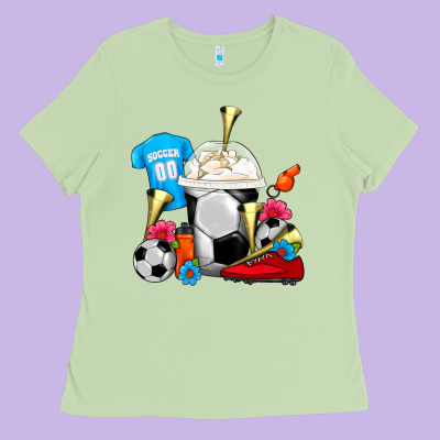 Soccer Frappe Coffee Ladies Tee Designed By Fadigitalartstudio