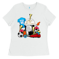 White Soccer Frappe Coffee Ladies Tee - FaDigitalArtStudio