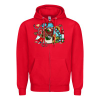 Red Christmas sunflower gemstone nurse Zipper Hoodie - JahusDesignShop