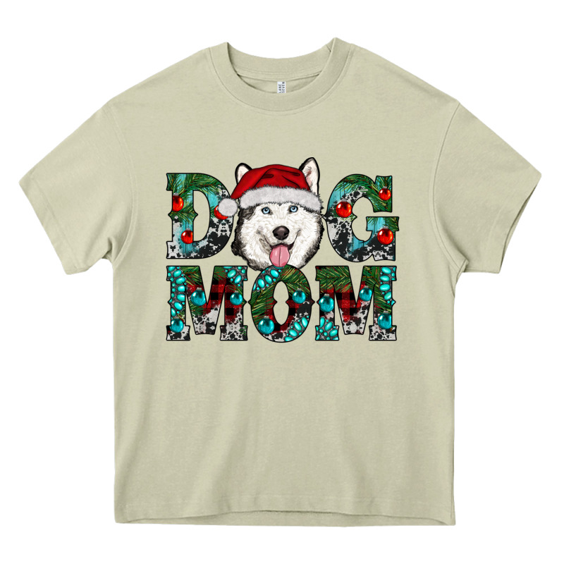 Christmas Dog Mom Husky Heavy Core Tee by RanaPortraitStore | Teevron
