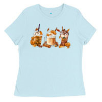 Baby Blue Fall Coffees Ladies Tee - FaDigitalArtStudio