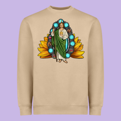 San Judas Gemstone Sunflower Heavyweight Sweatshirt Designed By Jahusdesignshop
