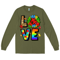 Army Green autism love Long Sleeve Tee - LillyAllenDesigns